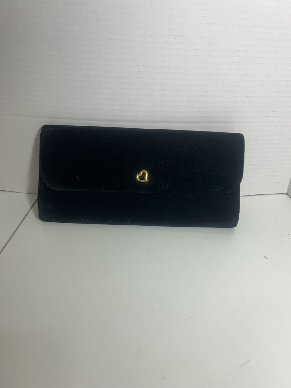 Victoria's Secret Black Velvet Card Holder with Gold Heart